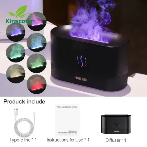 Ultrasonic Aroma Diffuser Humidifier Cool Mist Flame Effect Lamp Essential Oil