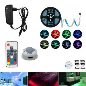 LED Wireless PIR Motion Sensor Wardrobe Cabinet 5050 RGB LED Strip Night Light