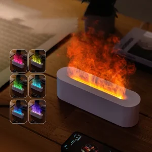 RGB Flame Aroma Diffuser Humidifier USB Desktop Simulation Light Purifier