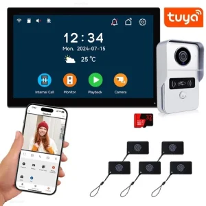 Digital Video Intercom System, 7 Inch Wireless WIFI Monitor 1080P Doorpho